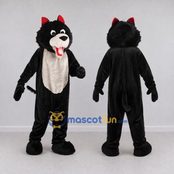 Custom Black and Gray Wolf Mascot Costume Adult Full Body Suit for School Events