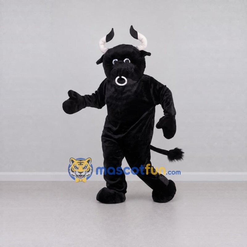 Custom Black and White Bull Mascot Costume Adult Full Body Suit for Sports Events Custom Black and White Bull Mascot Costume Adult Full Body Suit for Sports Events