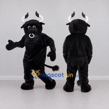 Custom Black and White Bull Mascot Costume Adult Full Body Suit for Sports Events