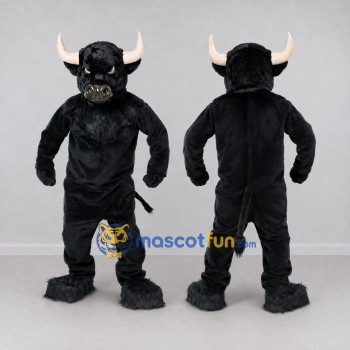 Custom Black Bull Mascot Costume Adult Full Body Suit for Sports Events