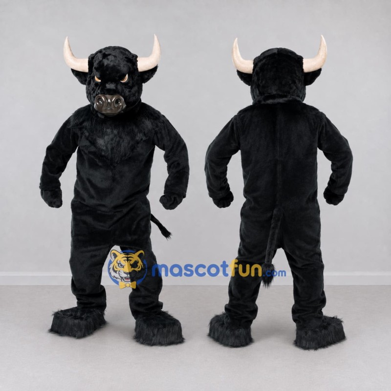 Custom Black Bull Mascot Costume Adult Full Body Suit for Sports Events Custom Black Bull Mascot Costume Adult Full Body Suit for Sports Events