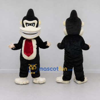 Custom Black Cream and Red Gorilla with Tie Mascot Costume Adult Full Body Suit for Party Events