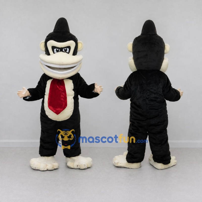 Custom Black Cream and Red Gorilla with Tie Mascot Costume Adult Full Body Suit for Party Events Custom Black Cream and Red Gorilla with Tie Mascot Costume Adult Full Body Suit for Party Events