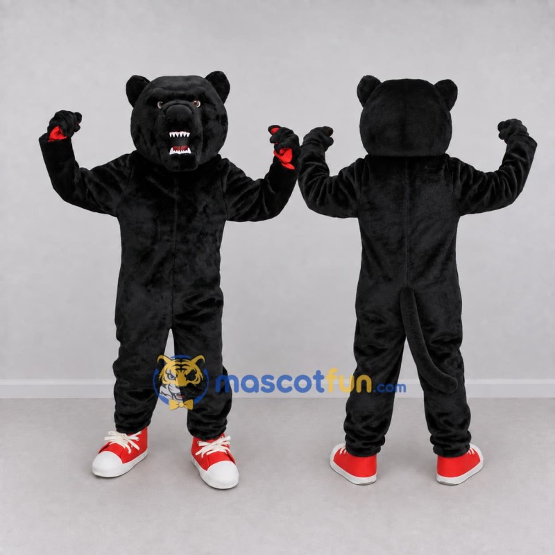 Custom Black and Red Roaring Bear Mascot Costume Adult Full Body Suit for Sports Events Custom Black and Red Roaring Bear Mascot Costume Adult Full Body Suit for Sports Events