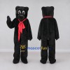 Custom Black and Red Bear with Scarf Mascot Costume Adult Full Body Suit for School Events Custom Black and Red Bear with Scarf Mascot Costume Adult Full Body Suit for School Events