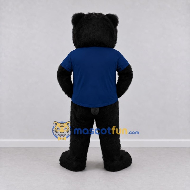 Custom Black and Blue Bear in T-Shirt Mascot Costume Adult Full Body Suit for Sports Events Custom Black and Blue Bear in T-Shirt Mascot Costume Adult Full Body Suit for Sports Events