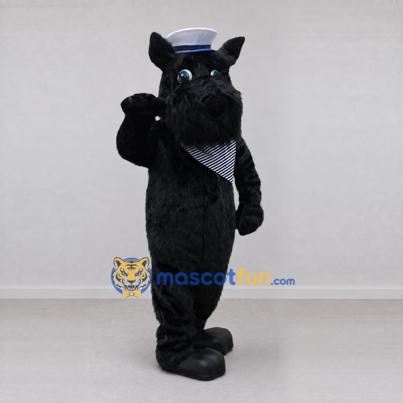 Custom Black and White Sailor Dog Mascot Costume Adult Full Body Suit for Nautical Events Custom Black and White Sailor Dog Mascot Costume Adult Full Body Suit for Nautical Events