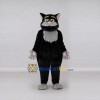Custom Black and Gray Cat with Glasses Mascot Costume Adult Full Body Suit for School Events