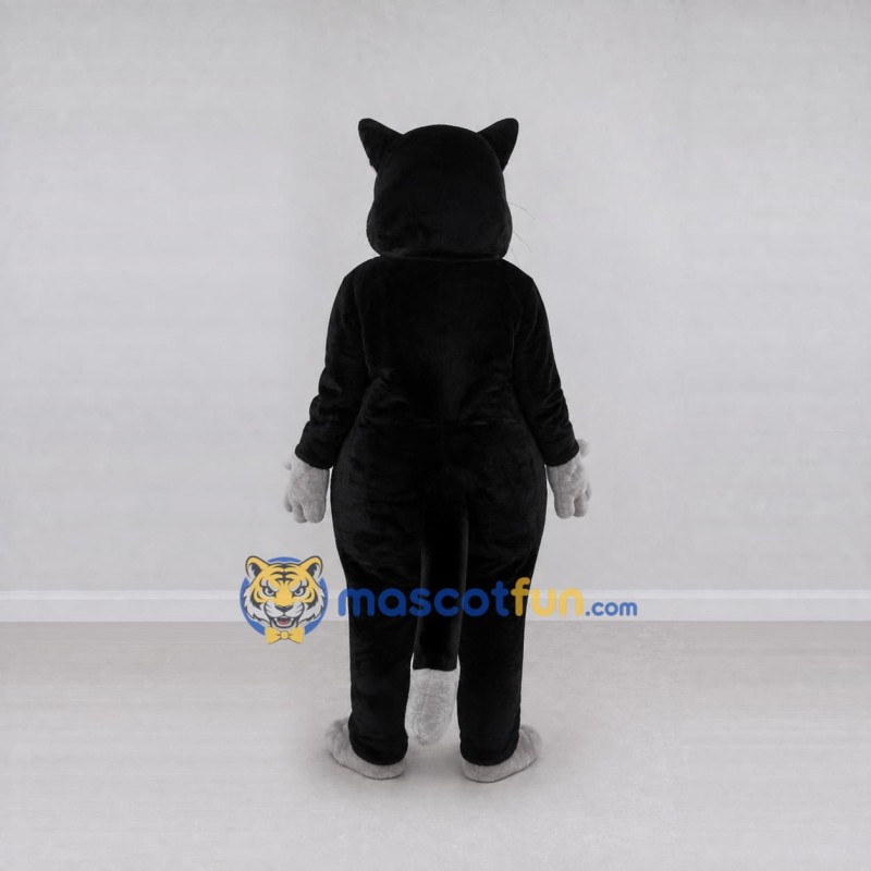 Custom Black and Gray Cat with Glasses Mascot Costume Adult Full Body Suit for School Events