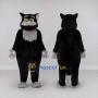 Custom Black and Gray Cat with Glasses Mascot Costume Adult Full Body Suit for School Events