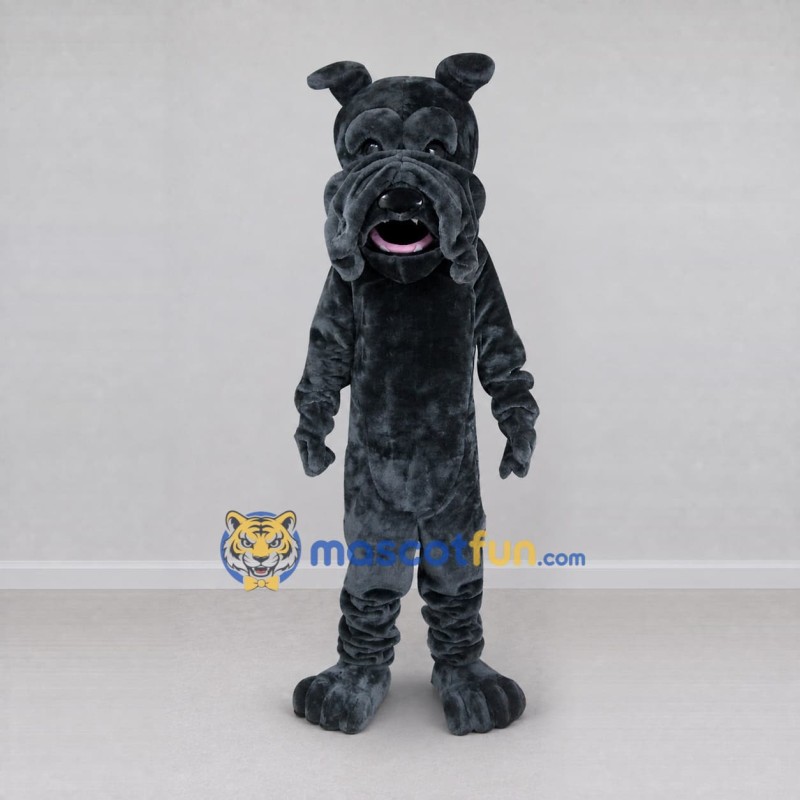 Custom Dark Gray Bulldog Mascot Costume Adult Full Body Suit for Sports Events