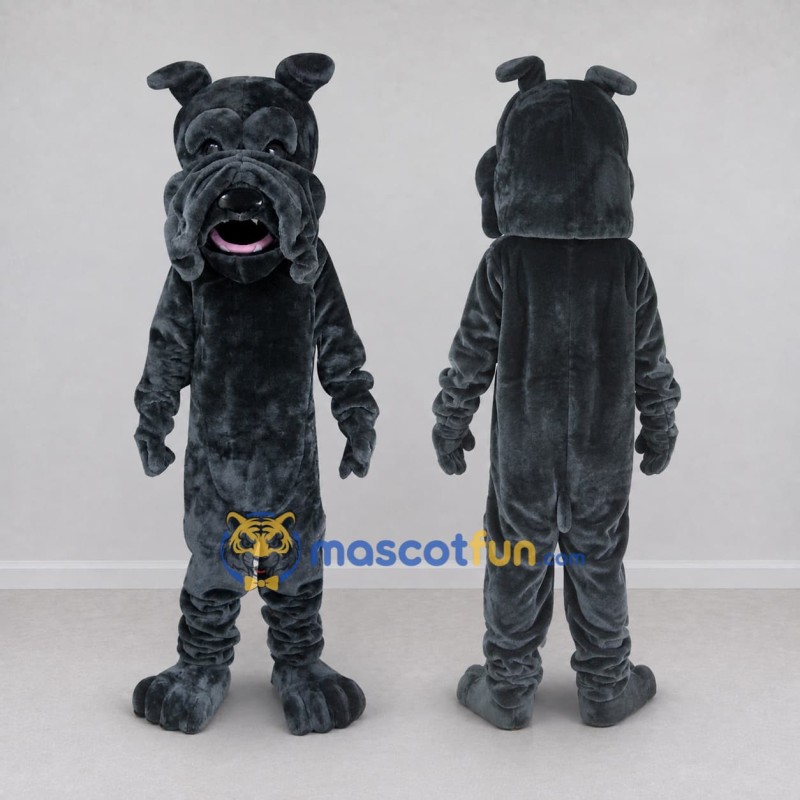 Custom Dark Gray Bulldog Mascot Costume Adult Full Body Suit for Sports Events