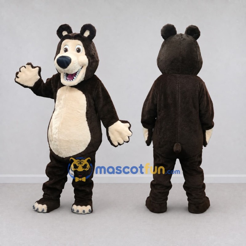 Custom Brown and Cream Bear Mascot Costume Adult Full Body Suit for Children's Events