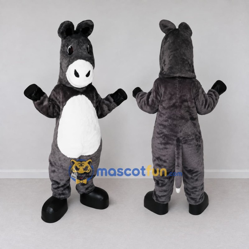 Custom Gray and White Donkey Mascot Costume Adult Full Body Suit for Farm Events