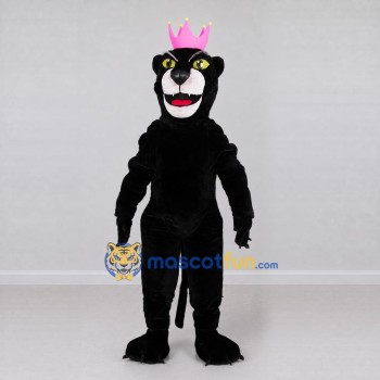 Custom Black and Pink Panther with Crown Mascot Costume Adult Full Body Suit for Party Events Custom Black and Pink Panther with Crown Mascot Costume Adult Full Body Suit for Party Events