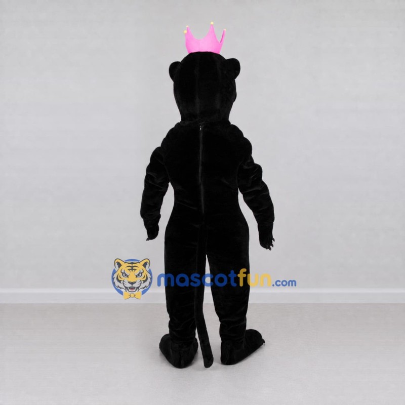 Custom Black and Pink Panther with Crown Mascot Costume Adult Full Body Suit for Party Events Custom Black and Pink Panther with Crown Mascot Costume Adult Full Body Suit for Party Events