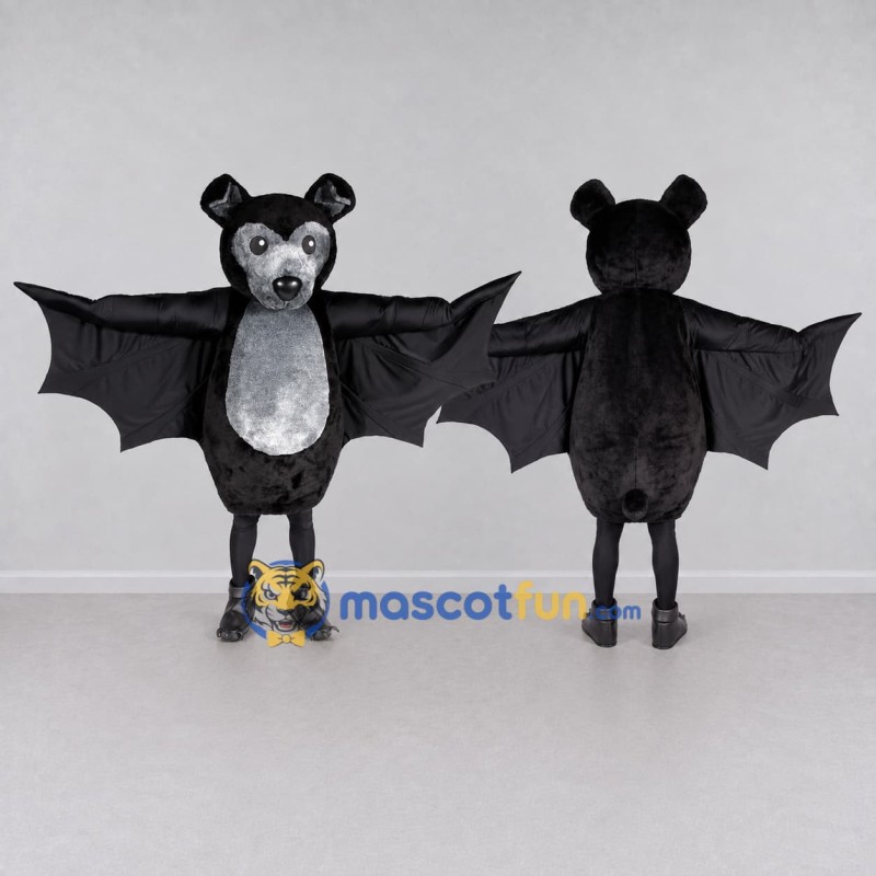 Custom Black and Gray Bat Mascot Costume Adult Full Body Suit for Halloween Events Custom Black and Gray Bat Mascot Costume Adult Full Body Suit for Halloween Events