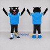 Custom Black and Blue Panther in Sportswear Mascot Costume Adult Full Body Suit for Sports Events Custom Black and Blue Panther in Sportswear Mascot Costume Adult Full Body Suit for Sports Events