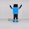 Custom Black and Blue Panther in Sportswear Mascot Costume Adult Full Body Suit for Sports Events Custom Black and Blue Panther in Sportswear Mascot Costume Adult Full Body Suit for Sports Events