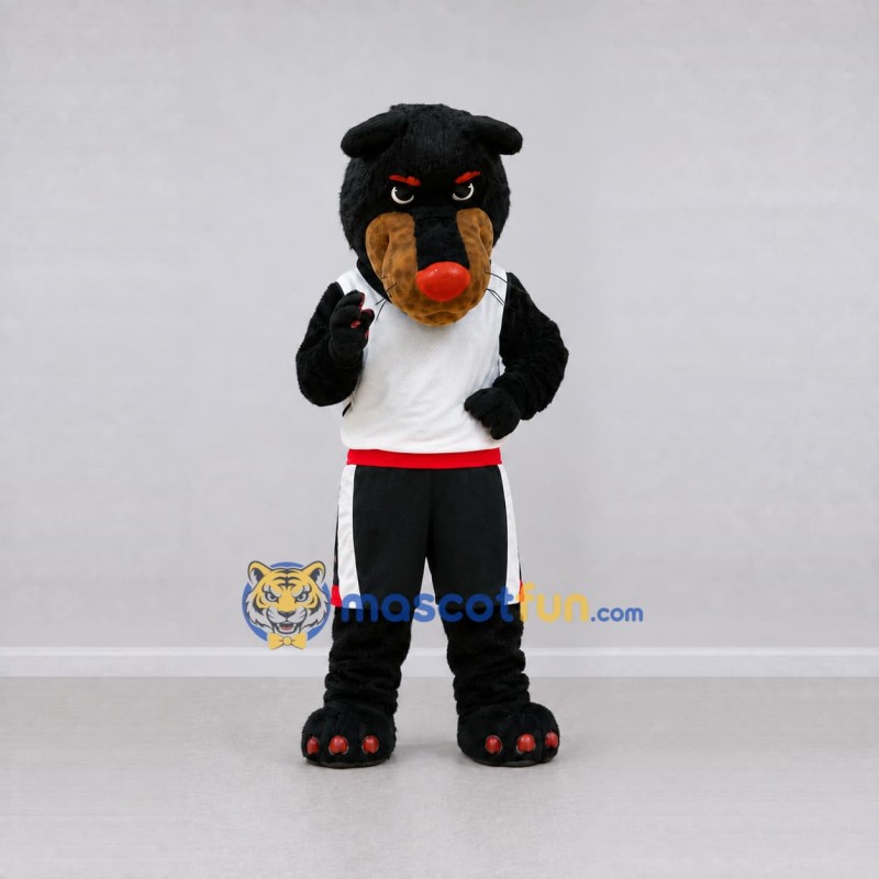Custom Black and White Dog in Sportswear Mascot Costume Adult Full Body Suit for Sports Events Custom Black and White Dog in Sportswear Mascot Costume Adult Full Body Suit for Sports Events