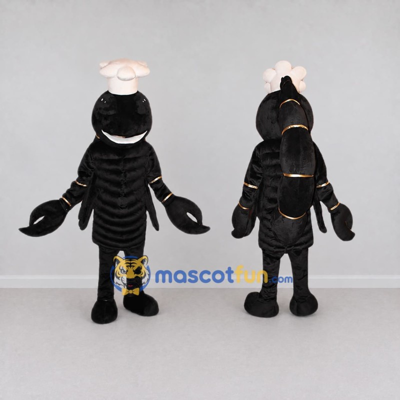 Custom Black and White Lobster Chef Mascot Costume Adult Full Body Suit for Food Festivals Custom Black and White Lobster Chef Mascot Costume Adult Full Body Suit for Food Festivals