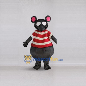 Custom Gray Red and White Mouse in Striped Shirt Mascot Costume Adult Full Body Suit for Children's Events