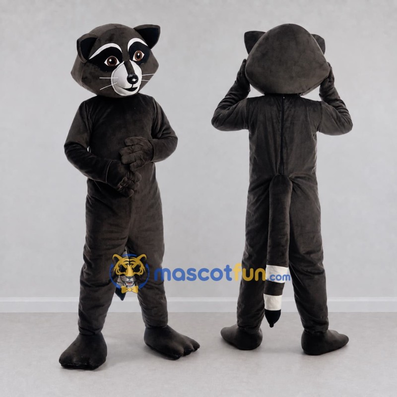 Custom Gray Black and White Raccoon Mascot Costume Adult Full Body Suit for Woodland Events Custom Gray Black and White Raccoon Mascot Costume Adult Full Body Suit for Woodland Events