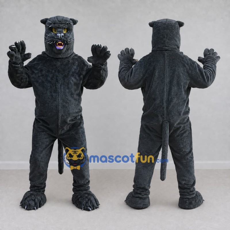 Custom Dark Gray Panther Mascot Costume Adult Full Body Suit for Sports Events