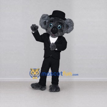 Custom Gray and Black Koala in Suit Mascot Costume Adult Full Body Suit for Party Events Custom Gray and Black Koala in Suit Mascot Costume Adult Full Body Suit for Party Events
