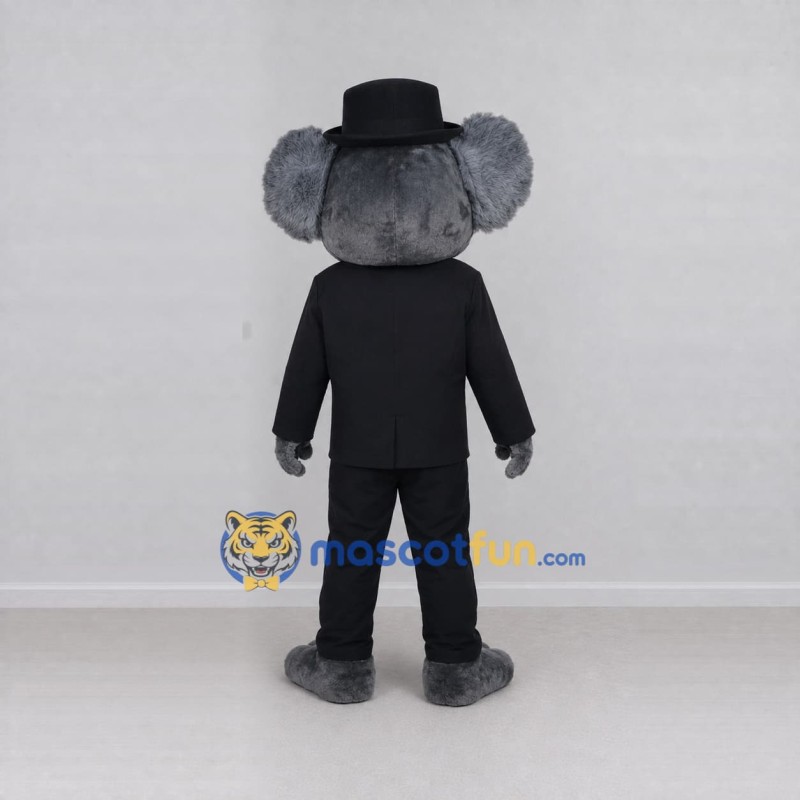 Custom Gray and Black Koala in Suit Mascot Costume Adult Full Body Suit for Party Events Custom Gray and Black Koala in Suit Mascot Costume Adult Full Body Suit for Party Events