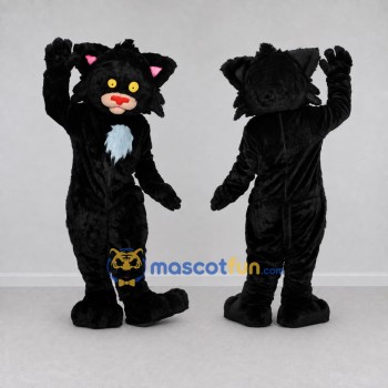 Custom Black and White Cat Mascot Costume Adult Full Body Suit for Halloween Events