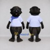 Custom Dark Brown and White Beaver in T-Shirt Mascot Costume Adult Full Body Suit for School Events