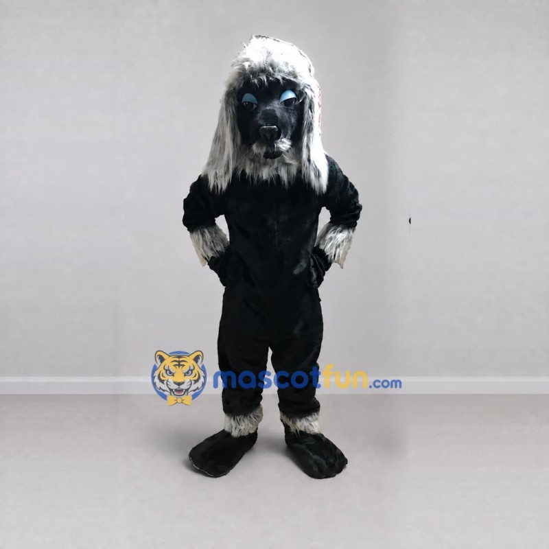 Custom Black and White Lion Mascot Costume Adult Full Body Suit for Sports Events Custom Black and White Lion Mascot Costume Adult Full Body Suit for Sports Events