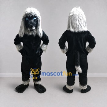 Custom Black and White Lion Mascot Costume Adult Full Body Suit for Sports Events