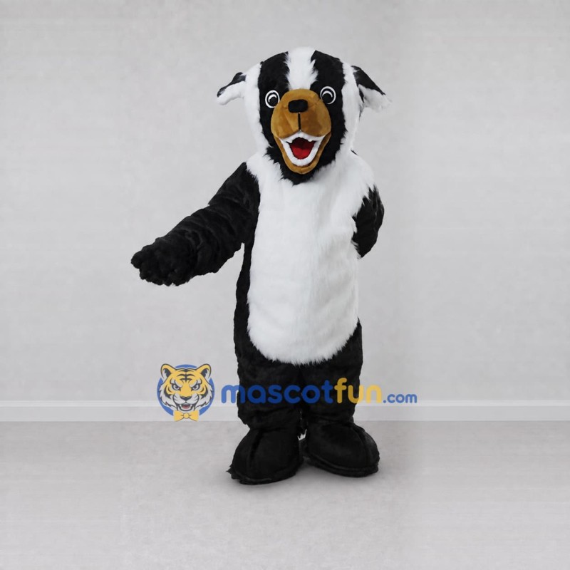 Custom Black White and Tan Dog Mascot Costume Adult Full Body Suit for Pet Events Custom Black White and Tan Dog Mascot Costume Adult Full Body Suit for Pet Events