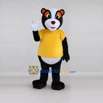Custom Black White and Yellow Skunk in T-Shirt Mascot Costume Adult Full Body Suit for School Events