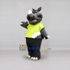 Custom Gray and Lime Green Rhinoceros in T-Shirt Mascot Costume Adult Full Body Suit for Wildlife Events Custom Gray and Lime Green Rhinoceros in T-Shirt Mascot Costume Adult Full Body Suit for Wildlife Events