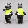 Custom Gray and Lime Green Rhinoceros in T-Shirt Mascot Costume Adult Full Body Suit for Wildlife Events Custom Gray and Lime Green Rhinoceros in T-Shirt Mascot Costume Adult Full Body Suit for Wildlife Events