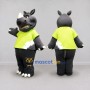 Custom Gray and Lime Green Rhinoceros in T-Shirt Mascot Costume Adult Full Body Suit for Wildlife Events