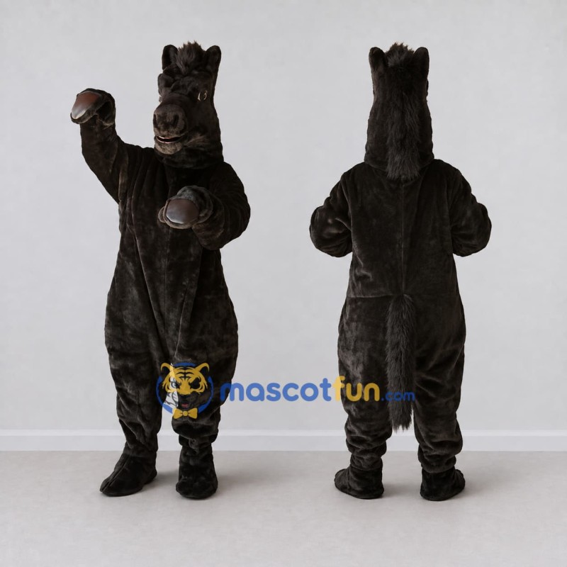 Custom Dark Brown Horse Mascot Costume Adult Full Body Suit for Farm Events