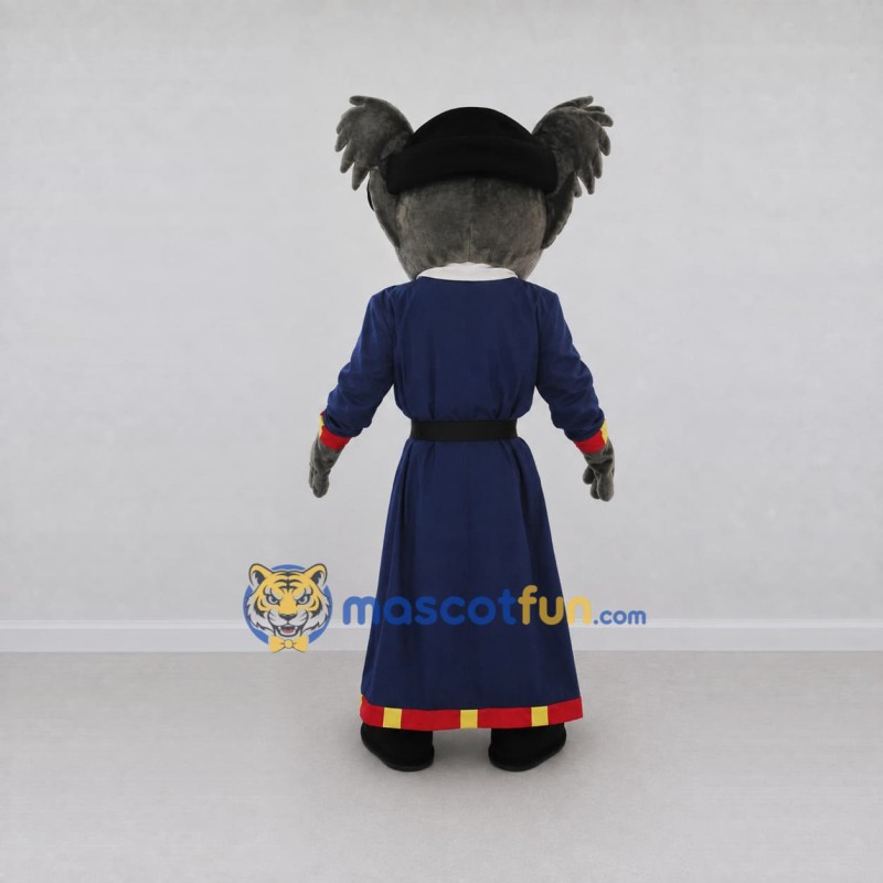 Custom Gray Blue and Red Koala in Robe Mascot Costume Adult Full Body Suit for Cultural Events Custom Gray Blue and Red Koala in Robe Mascot Costume Adult Full Body Suit for Cultural Events