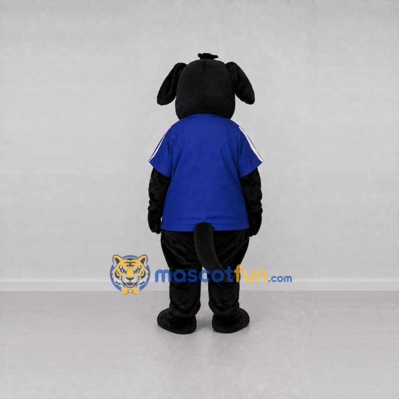 Custom Black and Blue Dog in T-Shirt Mascot Costume Adult Full Body Suit for Pet Events Custom Black and Blue Dog in T-Shirt Mascot Costume Adult Full Body Suit for Pet Events