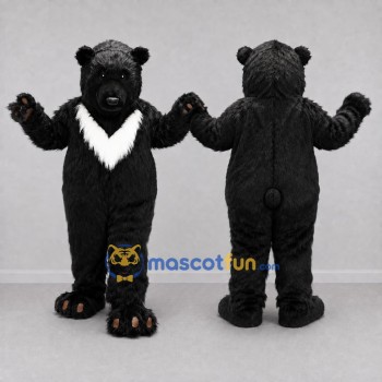 Custom Black and White Asiatic Black Bear Mascot Costume Adult Full Body Suit for Wildlife Events