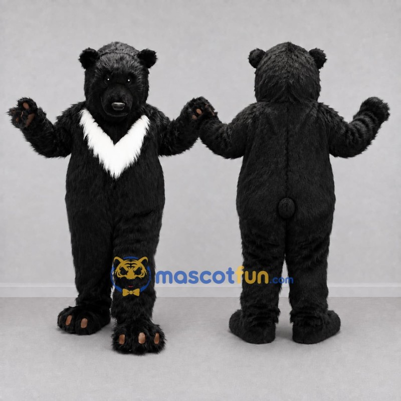 Custom Black and White Asiatic Black Bear Mascot Costume Adult Full Body Suit for Wildlife Events Custom Black and White Asiatic Black Bear Mascot Costume Adult Full Body Suit for Wildlife Events