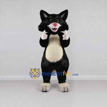 Custom Black and Cream Cat Mascot Costume Adult Full Body Suit for Pet Events Custom Black and Cream Cat Mascot Costume Adult Full Body Suit for Pet Events