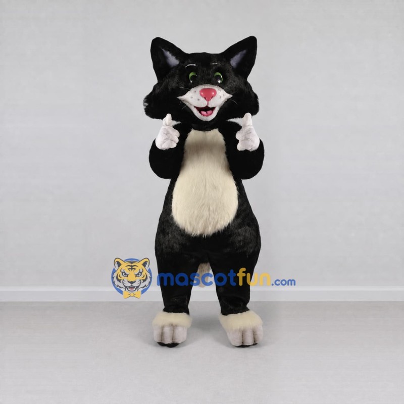 Custom Black and Cream Cat Mascot Costume Adult Full Body Suit for Pet Events