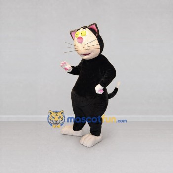 Custom Black and Cream Cat Mascot Costume Adult Full Body Suit for Children's Events Custom Black and Cream Cat Mascot Costume Adult Full Body Suit for Children's Events