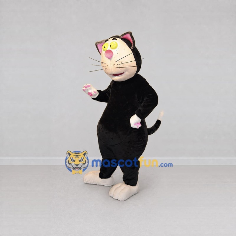 Custom Black and Cream Cat Mascot Costume Adult Full Body Suit for Children's Events