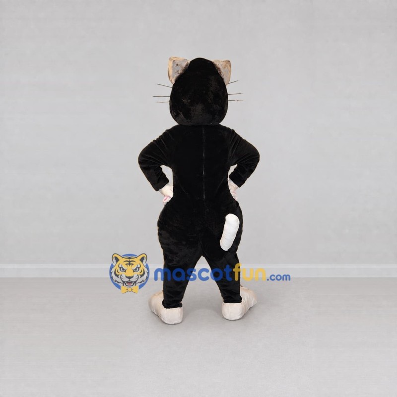 Custom Black and Cream Cat Mascot Costume Adult Full Body Suit for Children's Events