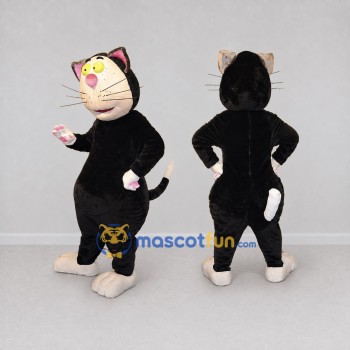Custom Black and Cream Cat Mascot Costume Adult Full Body Suit for Children's Events